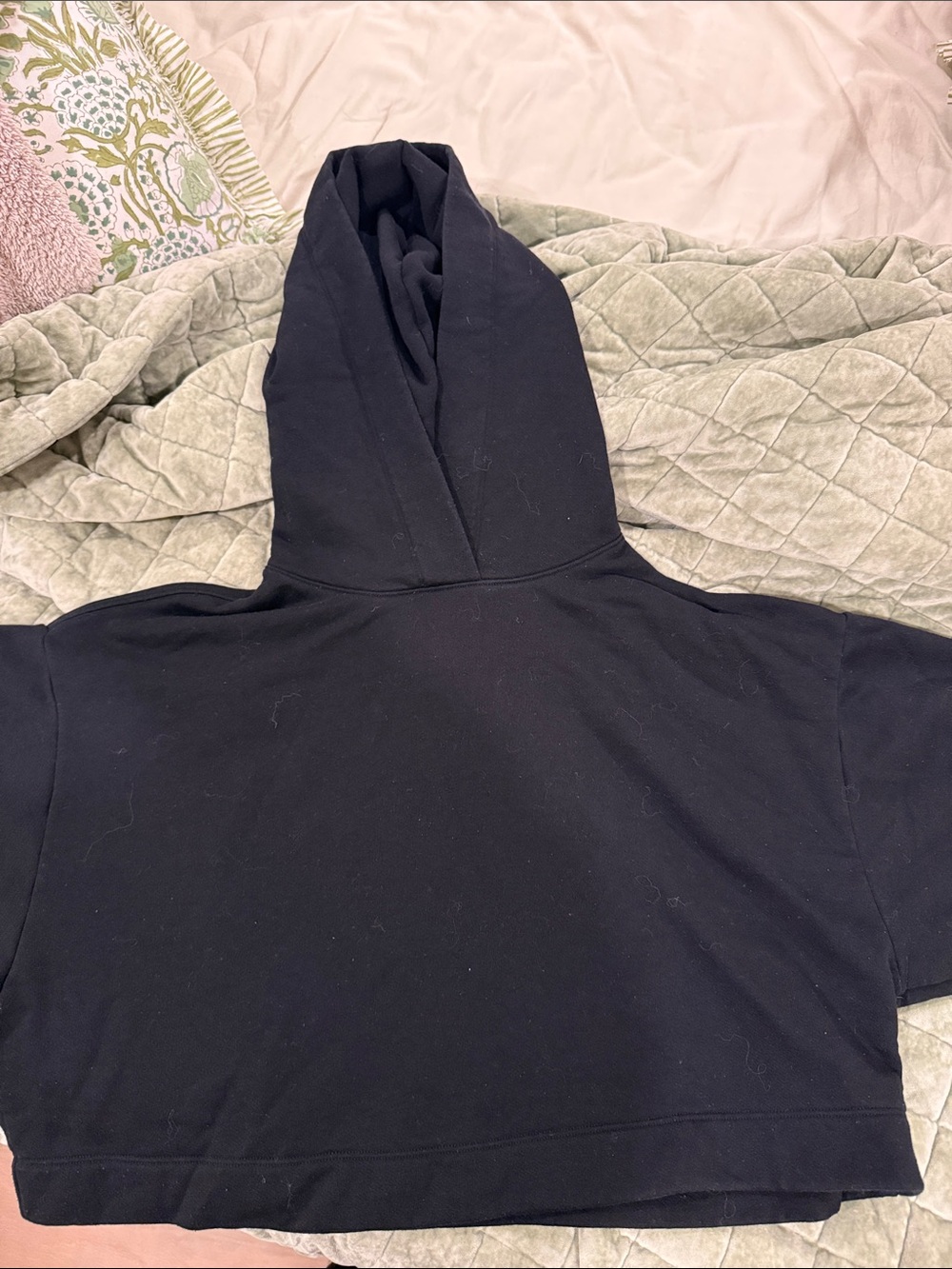 Alo Black Hooded Crop Sweatshirt